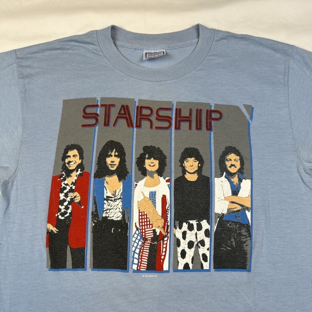 Vintage 1986 Starship We Built This City Tour T-Shirt XL Single Stitch 80s Blue